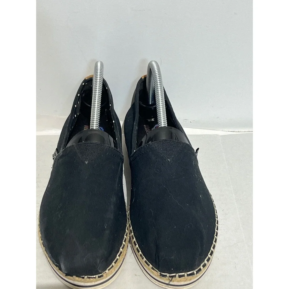 Skechers BOBS‎ Black Canvas Espadrille Slip On Flats Memory Foam Womens 8M